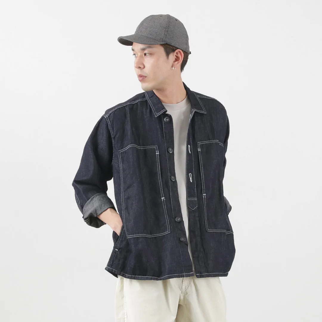JAPAN BLUE JEANS / Cotton Linen Denim Faux Army Pullover Jacket Temperature Regulating