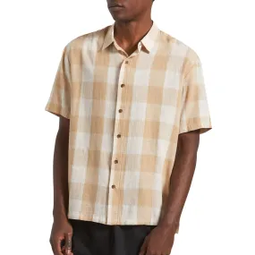 Brixton Cru Linen Blend Shirt - Off White/Sand Abstract art EasyCare Fabric
