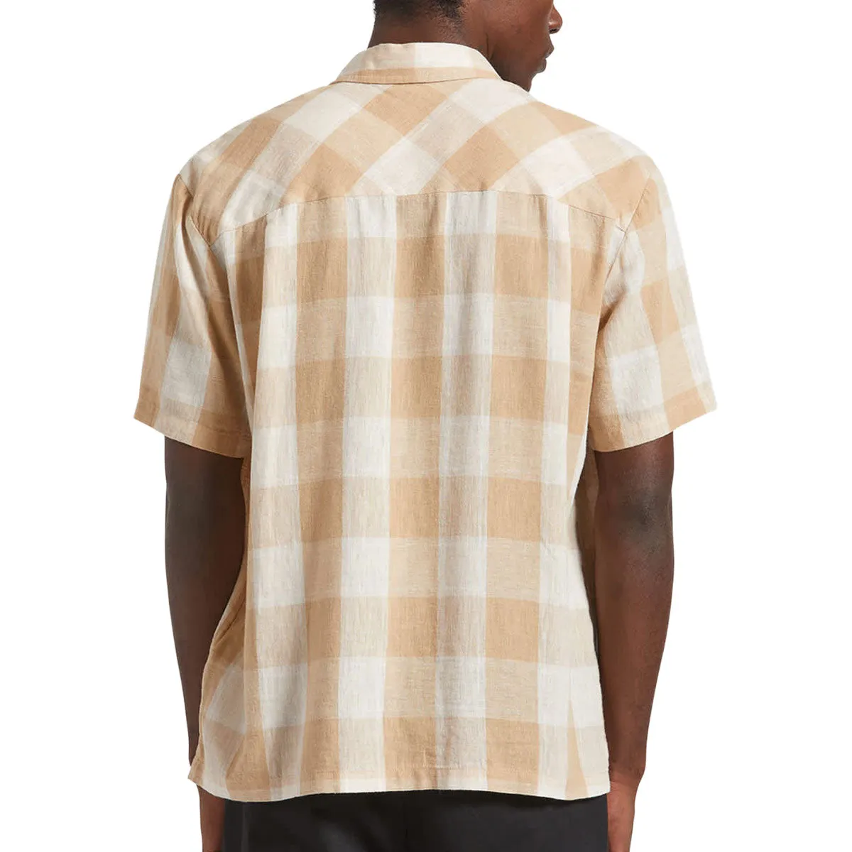 Reinforced Seams Layered Collar Brixton Cru Linen Blend Shirt - Off White/Sand