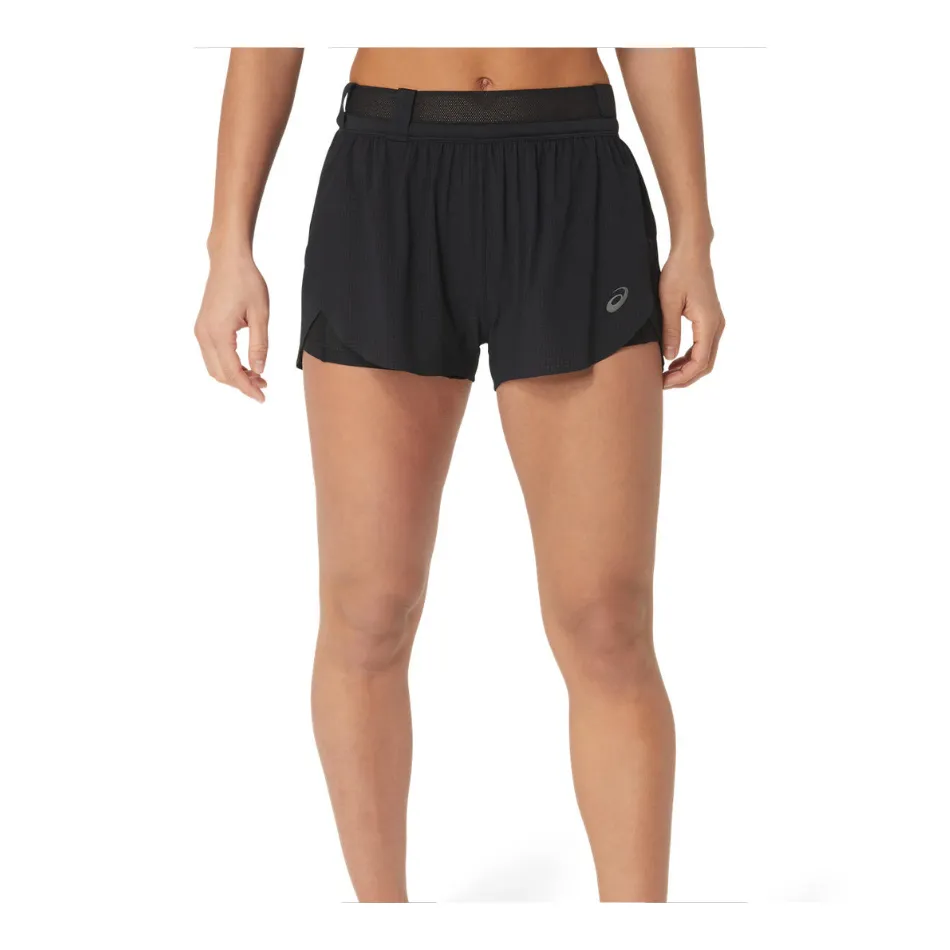 Classic Fit Wear Resistant Fabric ASICS Women's Metarun Split Short in Black AW25