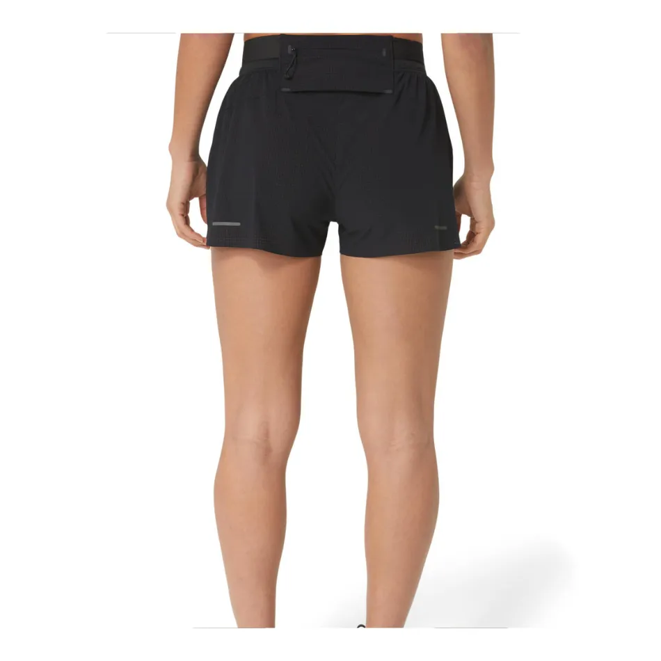 Adjustable drawstring ASICS Women's Metarun Split Short in Black AW25