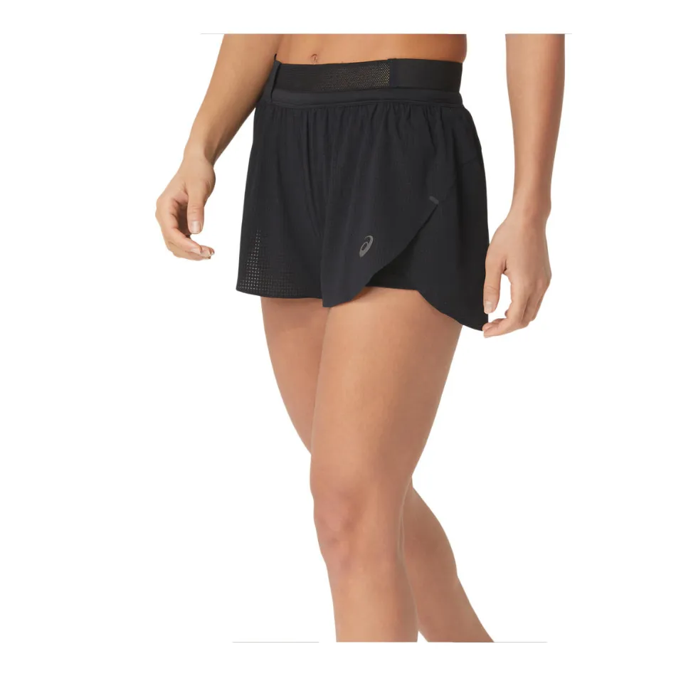 Chafe Resistant Lining Anti Snag Fabric ASICS Women's Metarun Split Short in Black AW25