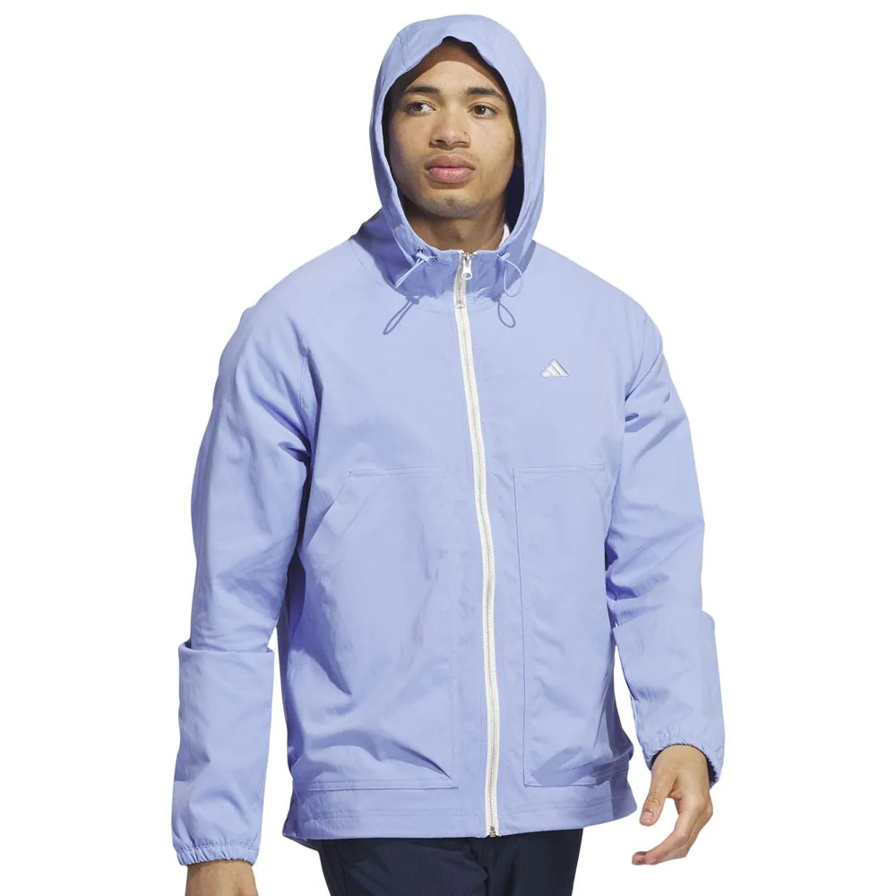 adidas Go-To Utility DWR Full Zip Jacket - Blue Spark Modern Street Zipper Closure Mechanism