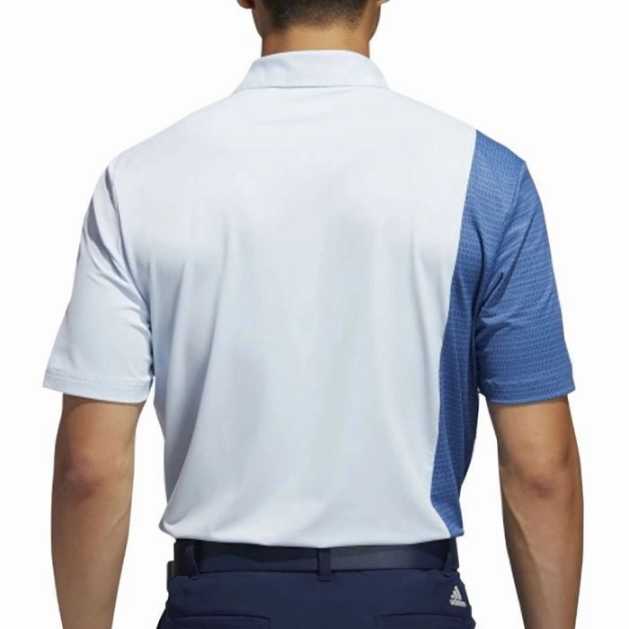 adidas Ultimate365 Blocked Print Polo Shirt - Sky Tint/Trace Royal/Collegiate Navy Wrinkle Resistant Cloth