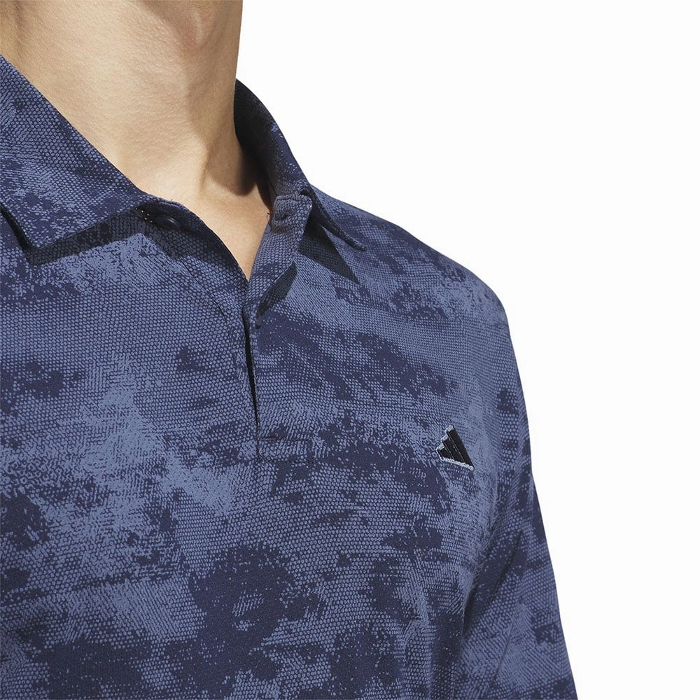 adidas Go-To Print Polo Shirt - Collegiate Navy V-Neck Non Iron Fabric