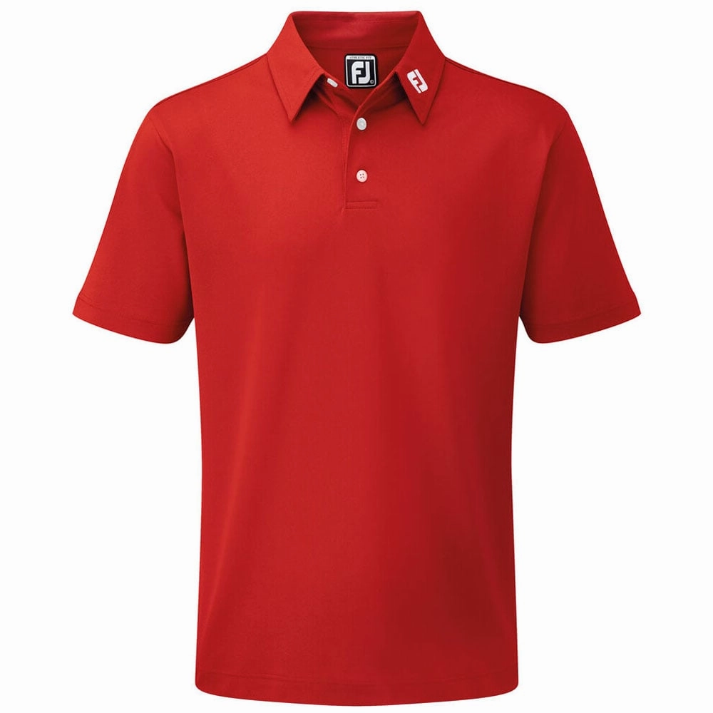 FootJoy Stretch Pique Solid Athletic Polo Shirt - Red Solid Color