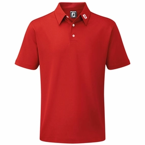 FootJoy Stretch Pique Solid Athletic Polo Shirt - Red Running Gear sequined details