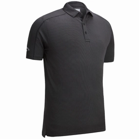 Wrinkle-Free Callaway Box Jacquard Polo Shirt - Caviar