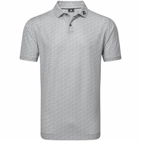 Seamless Edging FootJoy Bounce Print Pique Polo Shirt - Grey