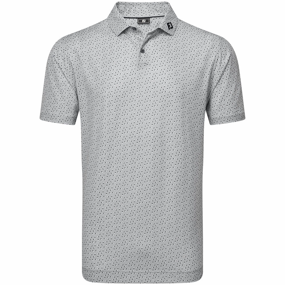 Seamless Edging FootJoy Bounce Print Pique Polo Shirt - Grey