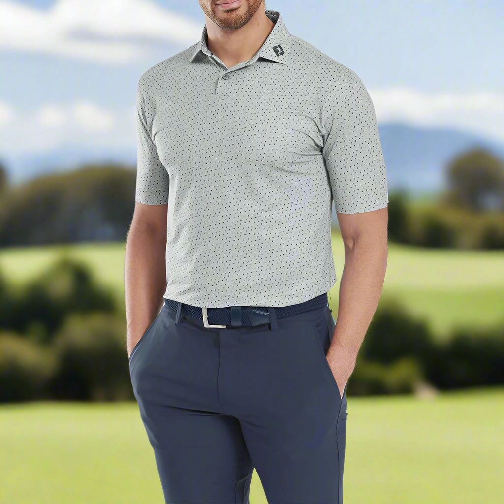 FootJoy Bounce Print Pique Polo Shirt - Grey spring fashion BiodegradableMaterial