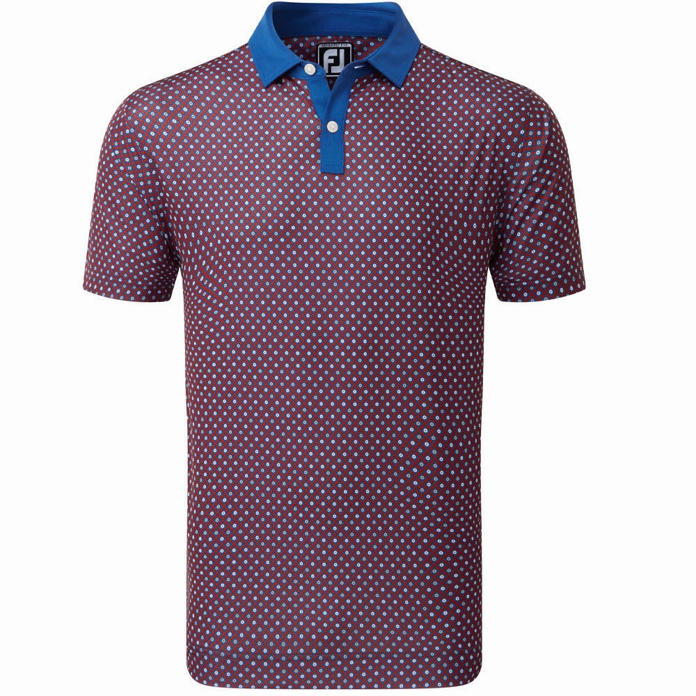 All-Purpose Comfort FootJoy Circle Print Polo Shirt - Twilight/Racing Red/Iron/White