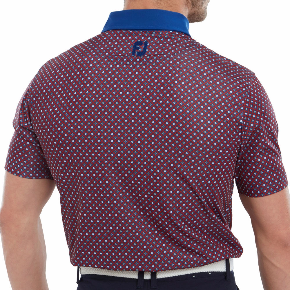 FootJoy Circle Print Polo Shirt - Twilight/Racing Red/Iron/White Foam Print Detail