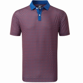All-Purpose Comfort FootJoy Circle Print Polo Shirt - Twilight/Racing Red/Iron/White