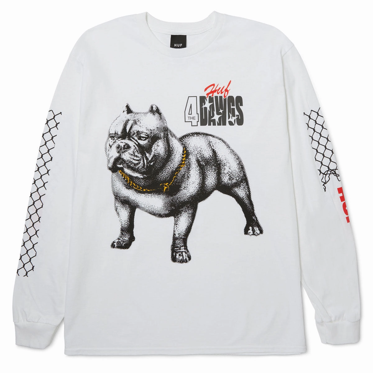 HUF 4 The Dawgs Long Sleeve T-Shirt - White Trendy All-Day Soft Touch Fit