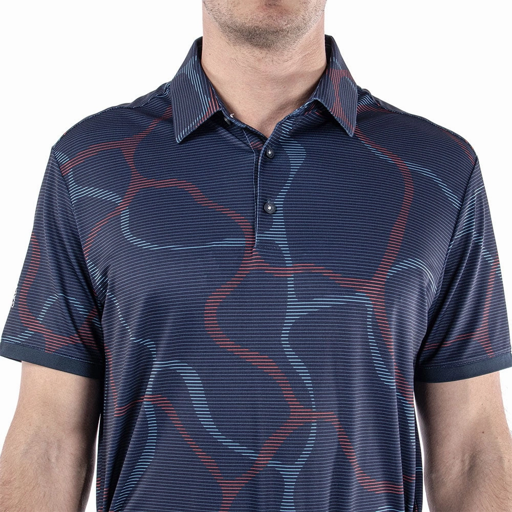 Galvin Green Markos Ventil8  Polo Shirt - Navy/Orange Breathable mesh lining Cool Design