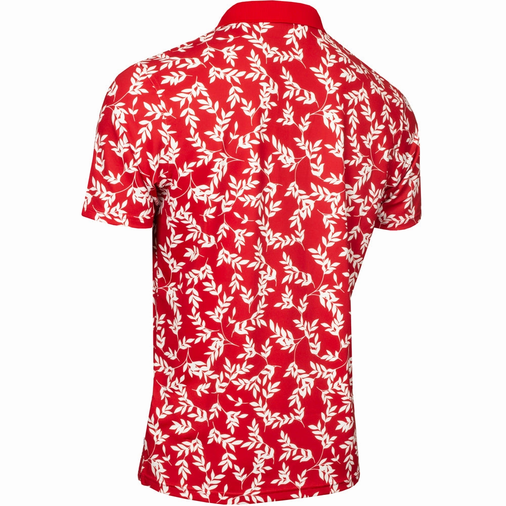 Stylish piece Cozy And Stylish Calvin Klein Leaf Print Polo Shirt - Red/White