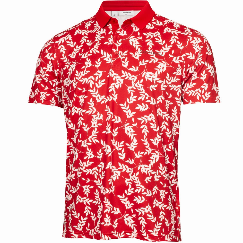 Versatile Top Calvin Klein Leaf Print Polo Shirt - Red/White