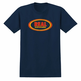 insulated ColorfastFabricTech Real Oval T-Shirt - True Navy/Red/Gold Print