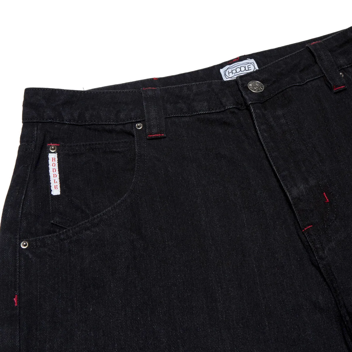 Hoddle Sonas Jeans - Black/Red Contrast Stitch HypoallergenicMaterial Non Irritating