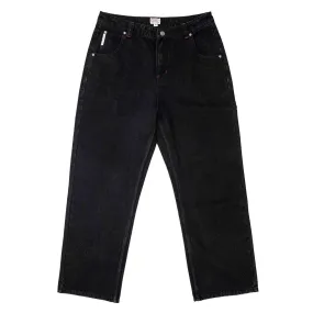 Hoddle Sonas Jeans - Black/Red Contrast Stitch Zip-off legs Lightweight Material