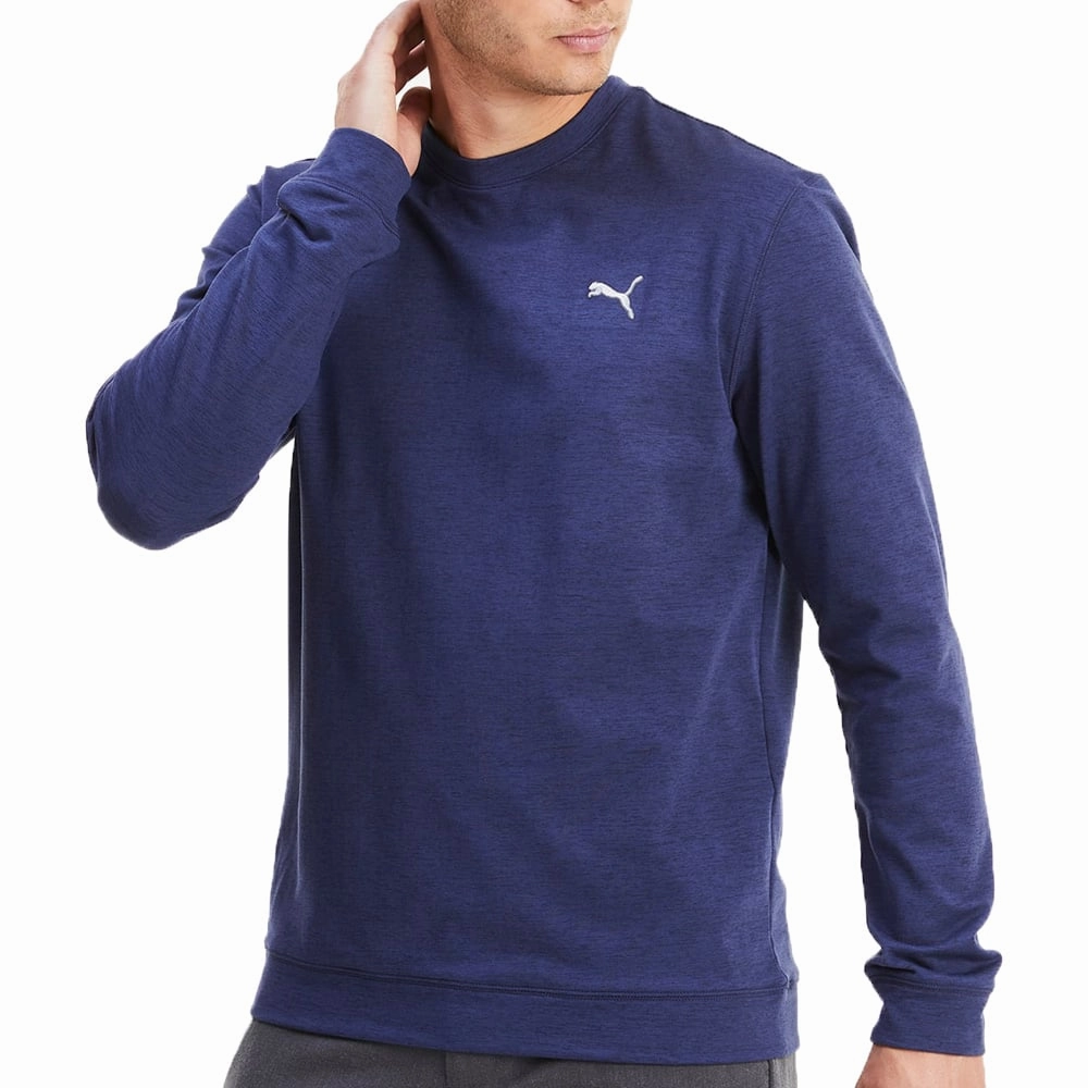 Puma Cloudspun Crewneck Sweater - Peacoat Heather Relaxed Comfort Core Bold