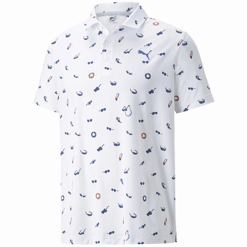 Puma MATTR Sunnies Polo Shirt - Bright White/Bright Cobalt Seasonal Smart Basic Layering