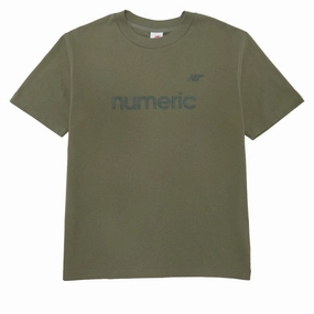 Flexible Neckline New Balance Numeric Cotton T-Shirt - Dark Olive