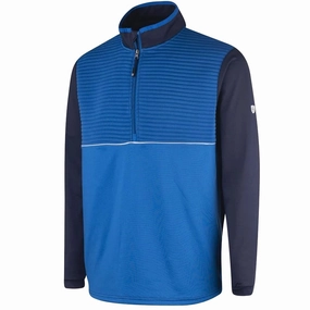 Island Green Ribbed Yoke 1/4 Zip Pullover - Navy/Marine/White Active Design Outdoor Fit