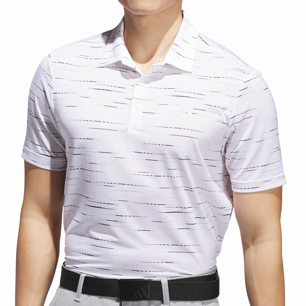 adidas Ultimate365 Mesh Glimmer Print Polo Shirt - Clear Pink Slim fit clothing Stretch Knit