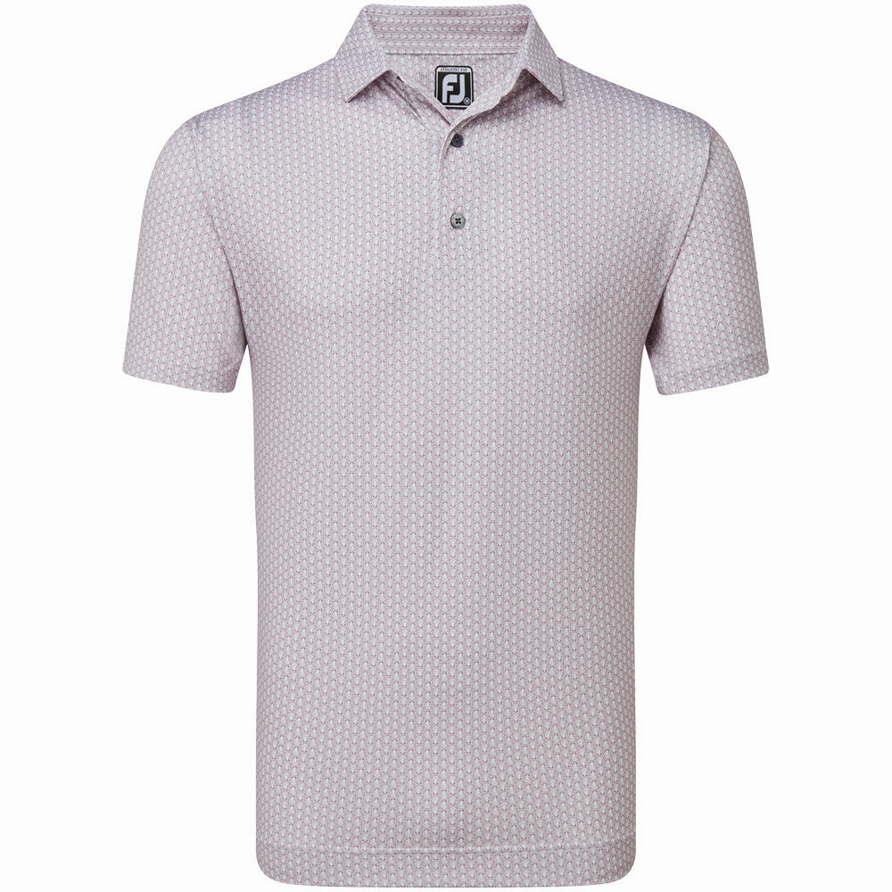 Layered Neckline Relaxed Vibes FootJoy Scallop Shell Foulard Polo Shirt - Light Pink