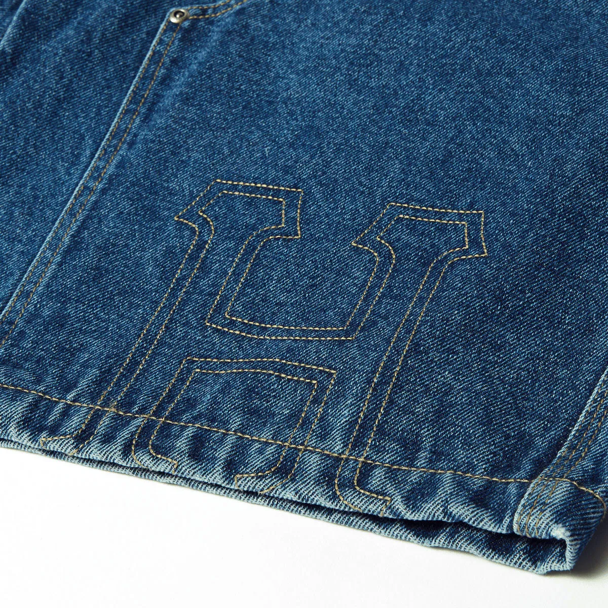 HUF Classic H Double Knee Denim Shorts - Stone Wash Indigo Compression Support Layer checked shorts