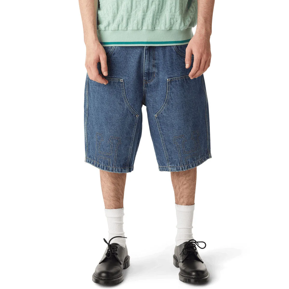 HUF Classic H Double Knee Denim Shorts - Stone Wash Indigo NoChafeFinish