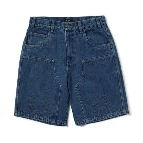 HUF Classic H Double Knee Denim Shorts - Stone Wash Indigo Fresh Look Quick Adjust Fit