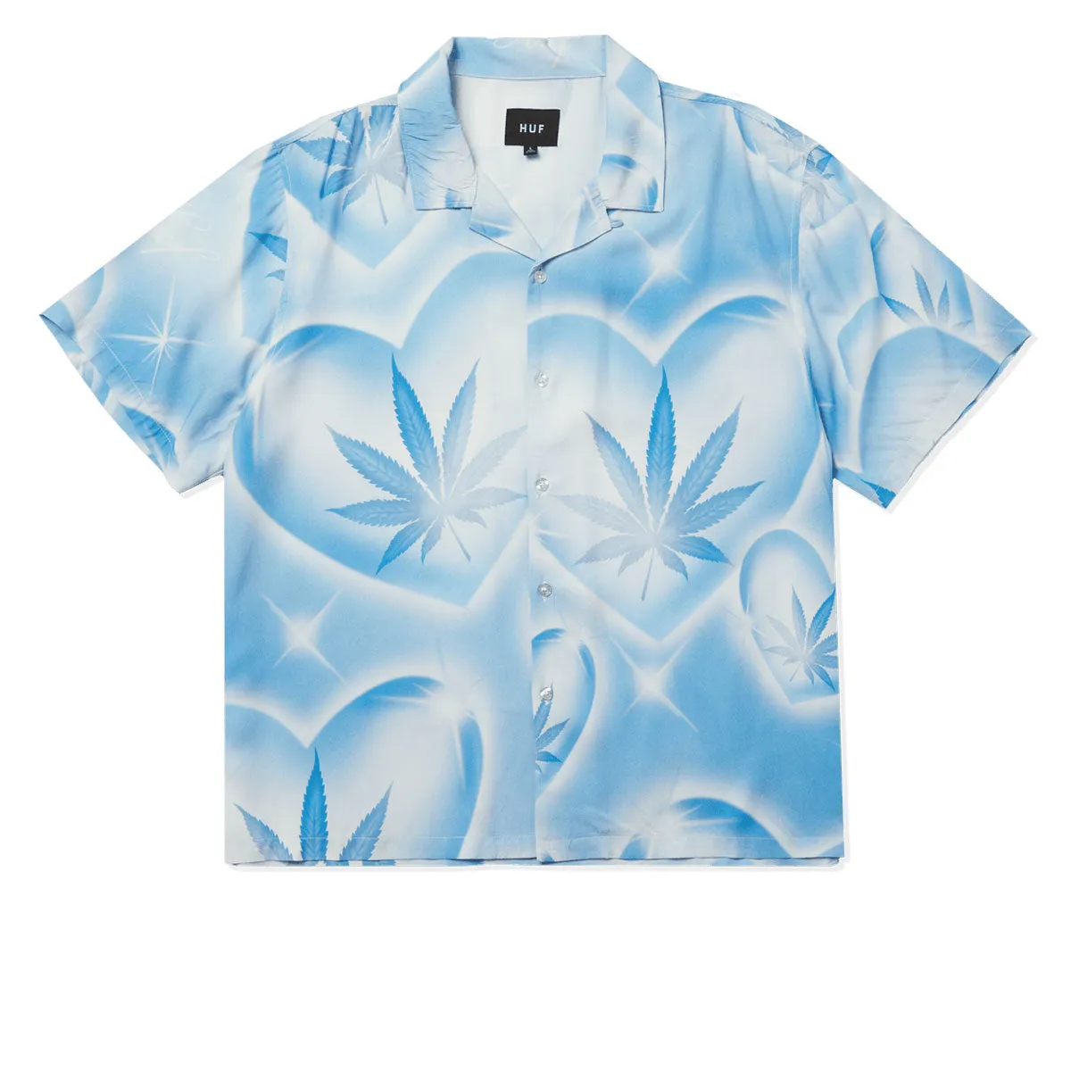 Raw edge Winter Retreat HUF Love In The Air Resort Shirt - Pool Blue