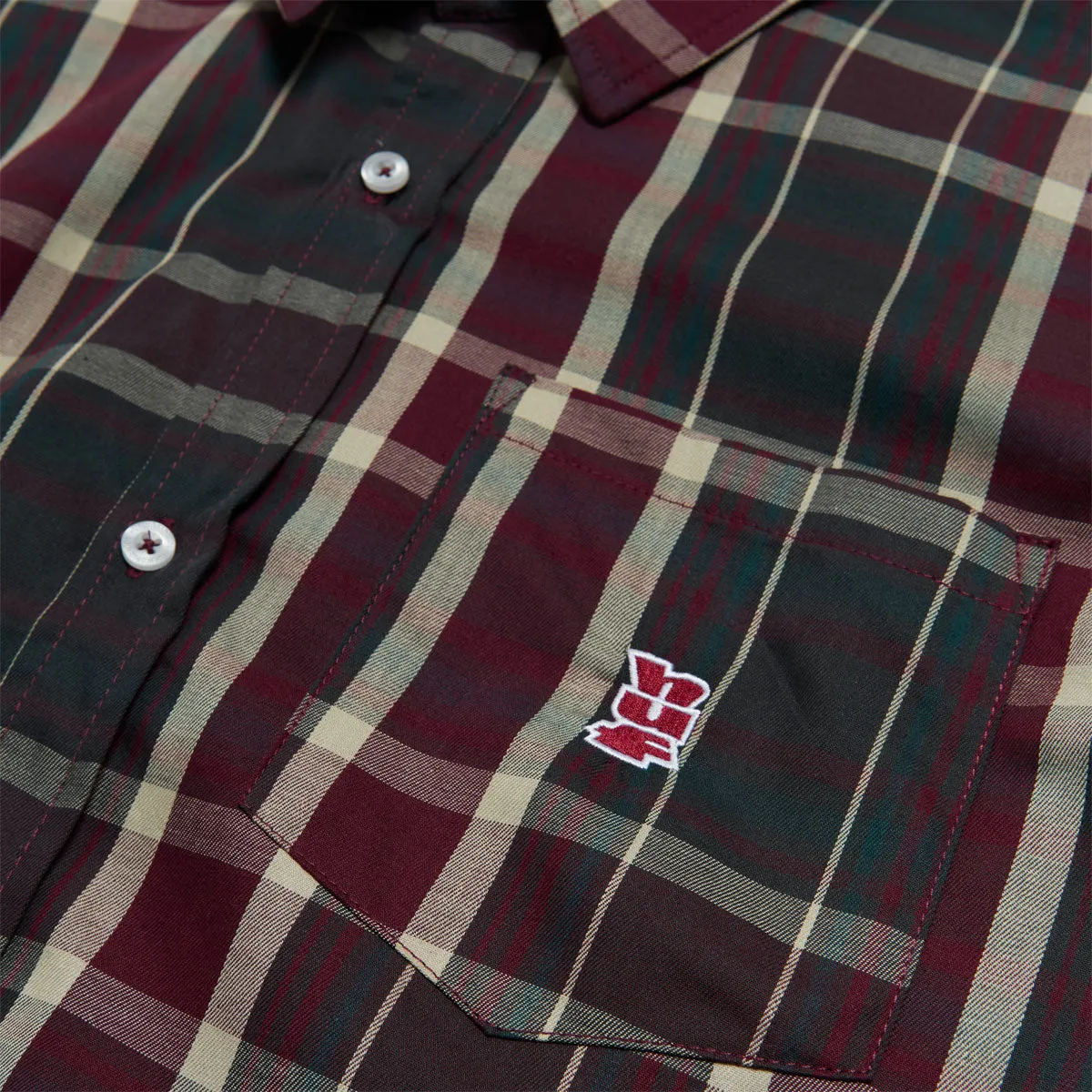 Lounge Comfort fade resistant color HUF Megablast Plaid Long Sleeve Shirt - Deep Wine