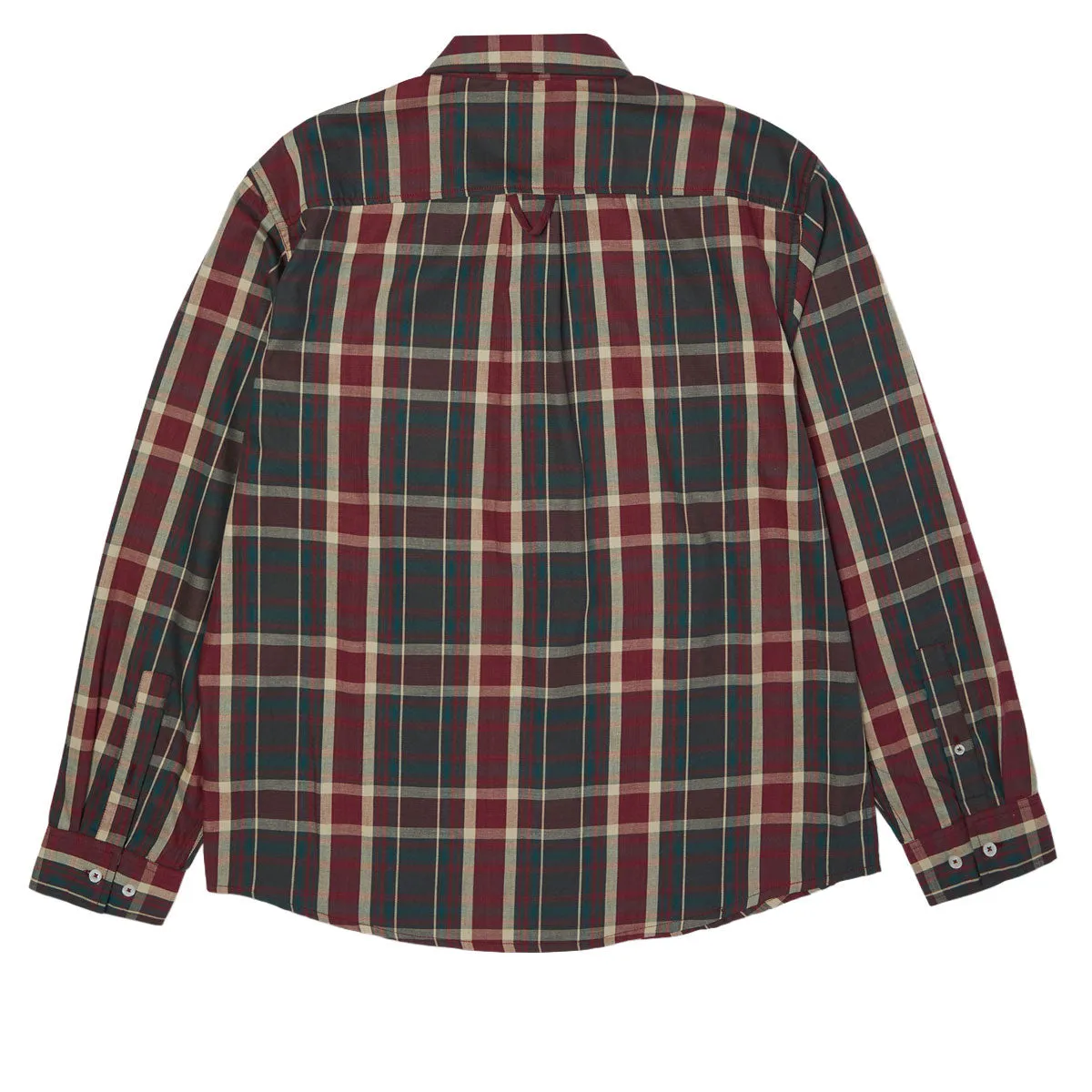 HUF Megablast Plaid Long Sleeve Shirt - Deep Wine Smooth Stitch Pattern