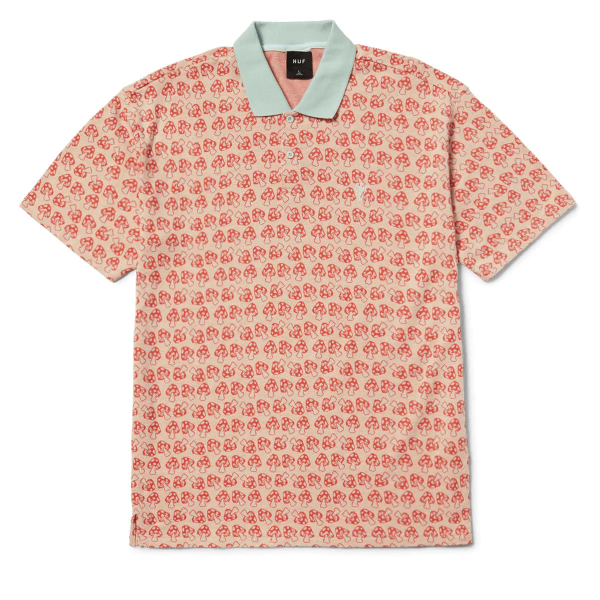 HUF Microdose Knit Polo Shirt - Red Geometric Shape