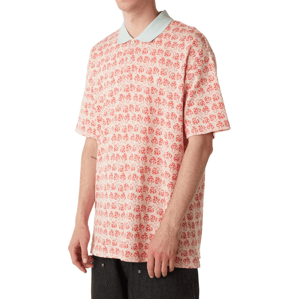 Seamless Side Panels Ultra Soft Interior HUF Microdose Knit Polo Shirt - Red