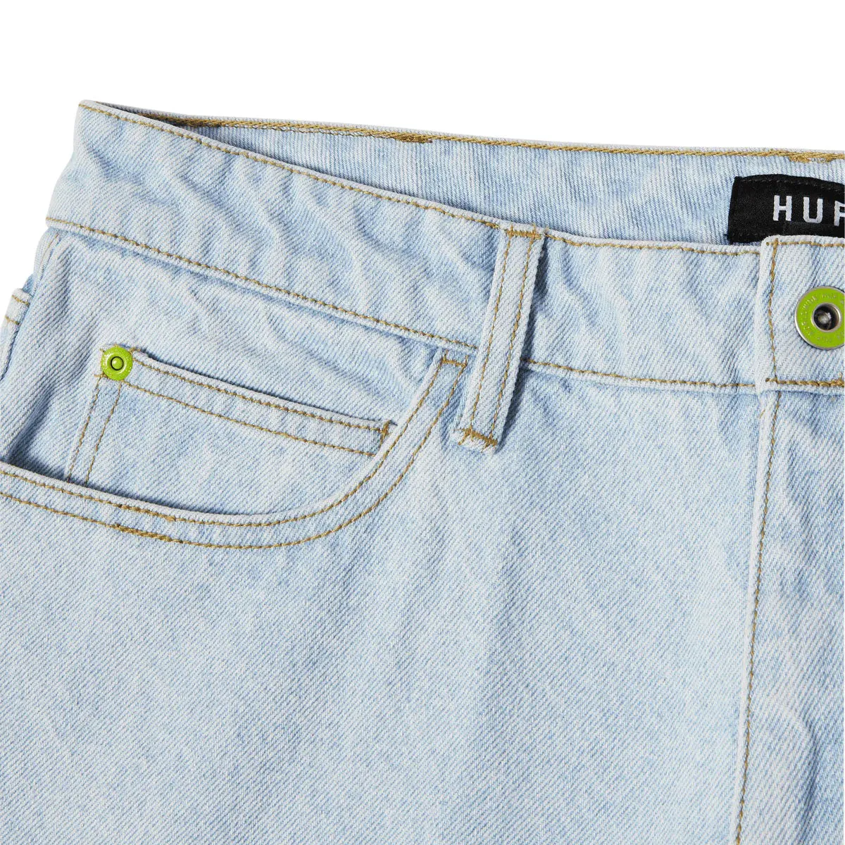 Stylish Layers Contrast Trim HUF Original Denim Jeans - Light Blue