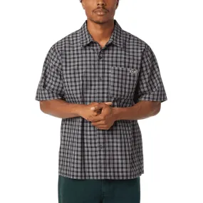 HUF Stretch Micro Plaid Shirt - Black High Density Weave Stretchy Cloth