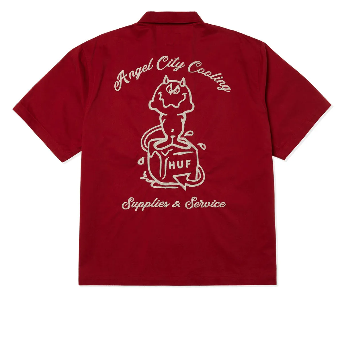Roll-Up Sleeve Abrasion Resistant Edging HUF Supplies And Service Shirt - Cardinal