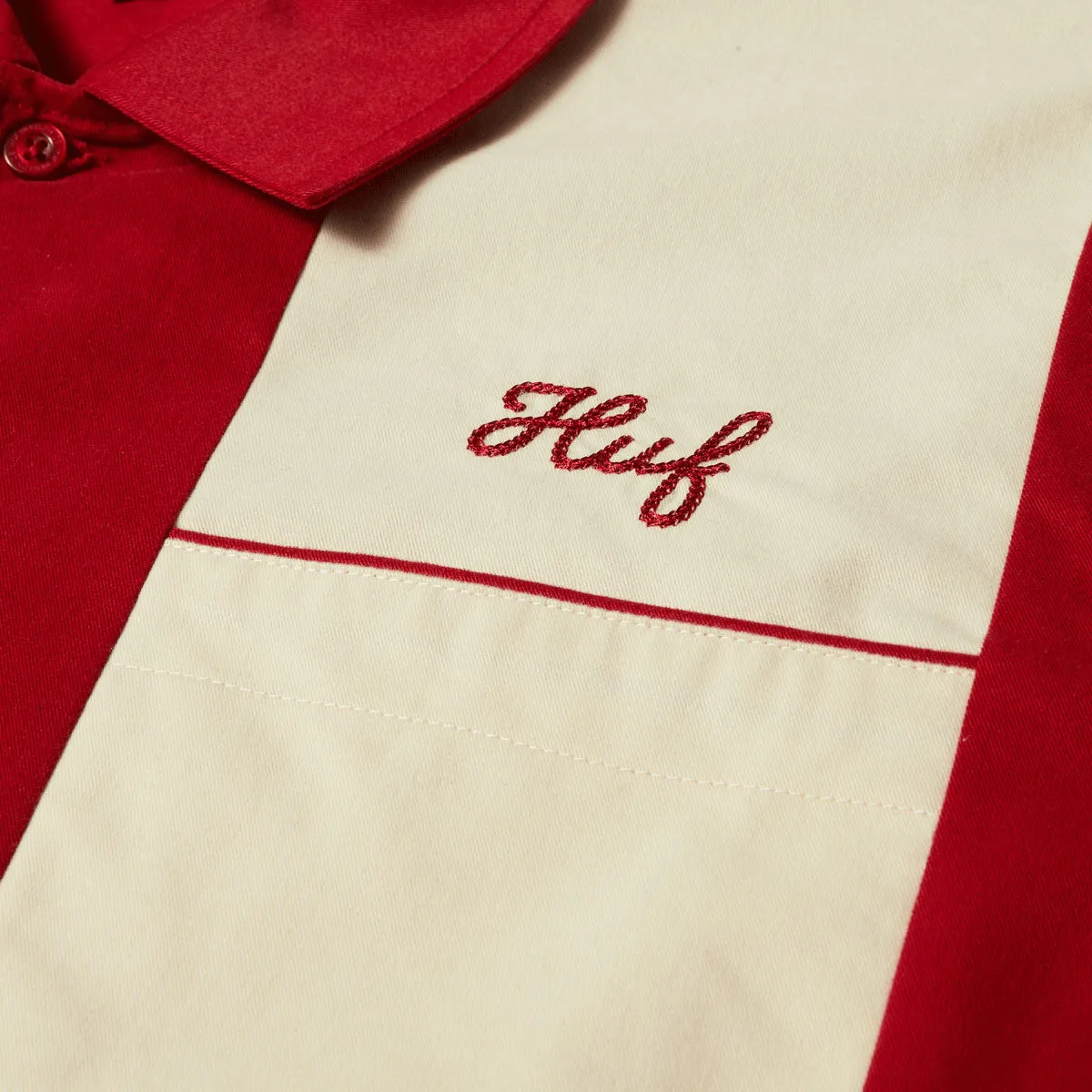 Anti Pilling Treatment Ergonomic Sleeve Cut HUF Supplies And Service Shirt - Cardinal