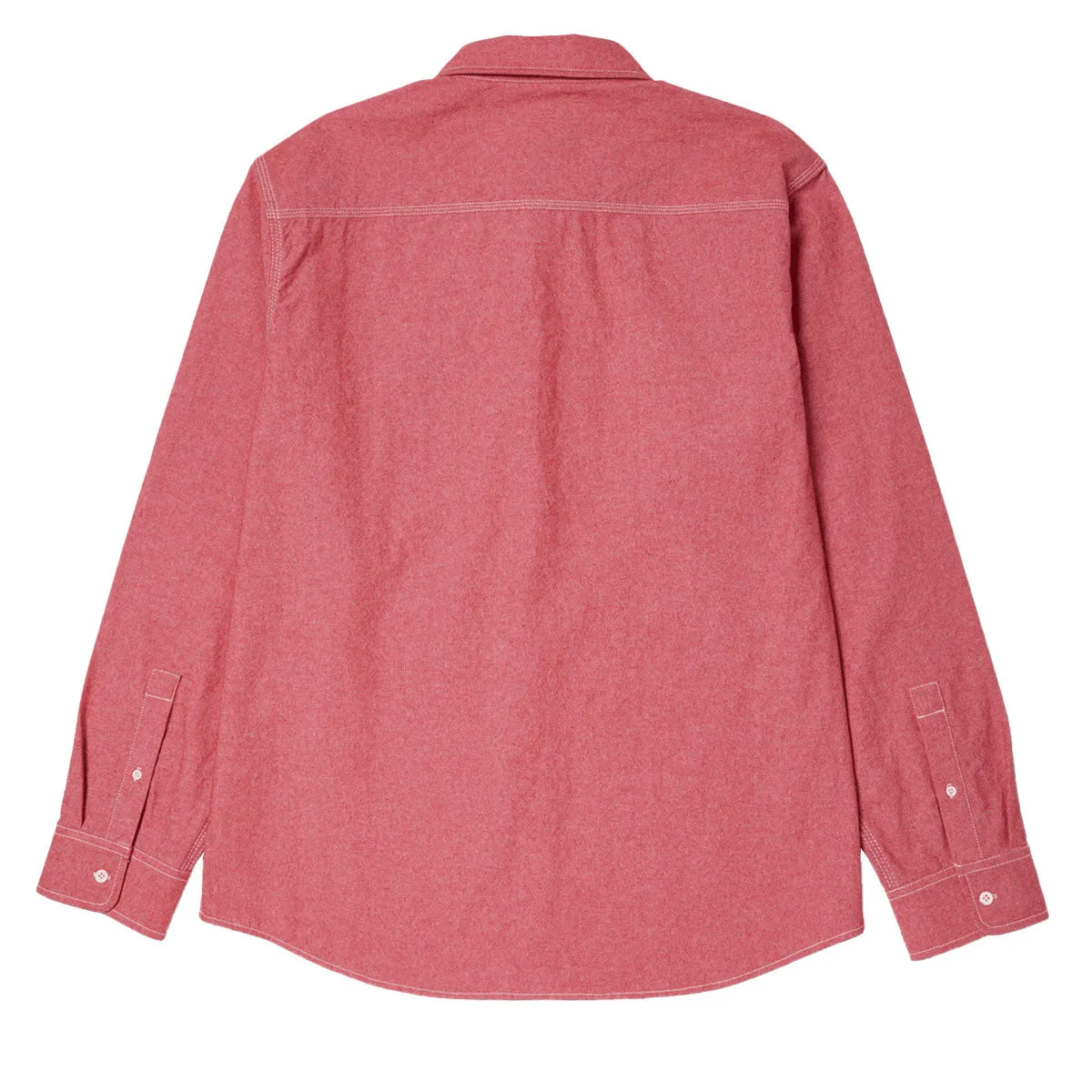 Gym Wear Athletic Cut HUF Total Eclipse Chambray Long Sleeve Shirt - Red