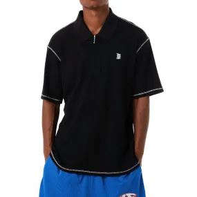 HUF Waffle Knit Contrast Polo Shirt - Black No Chafe Edging