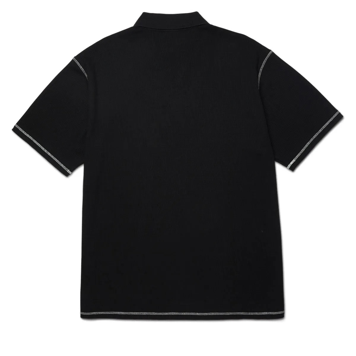Camping Essential HUF Waffle Knit Contrast Polo Shirt - Black