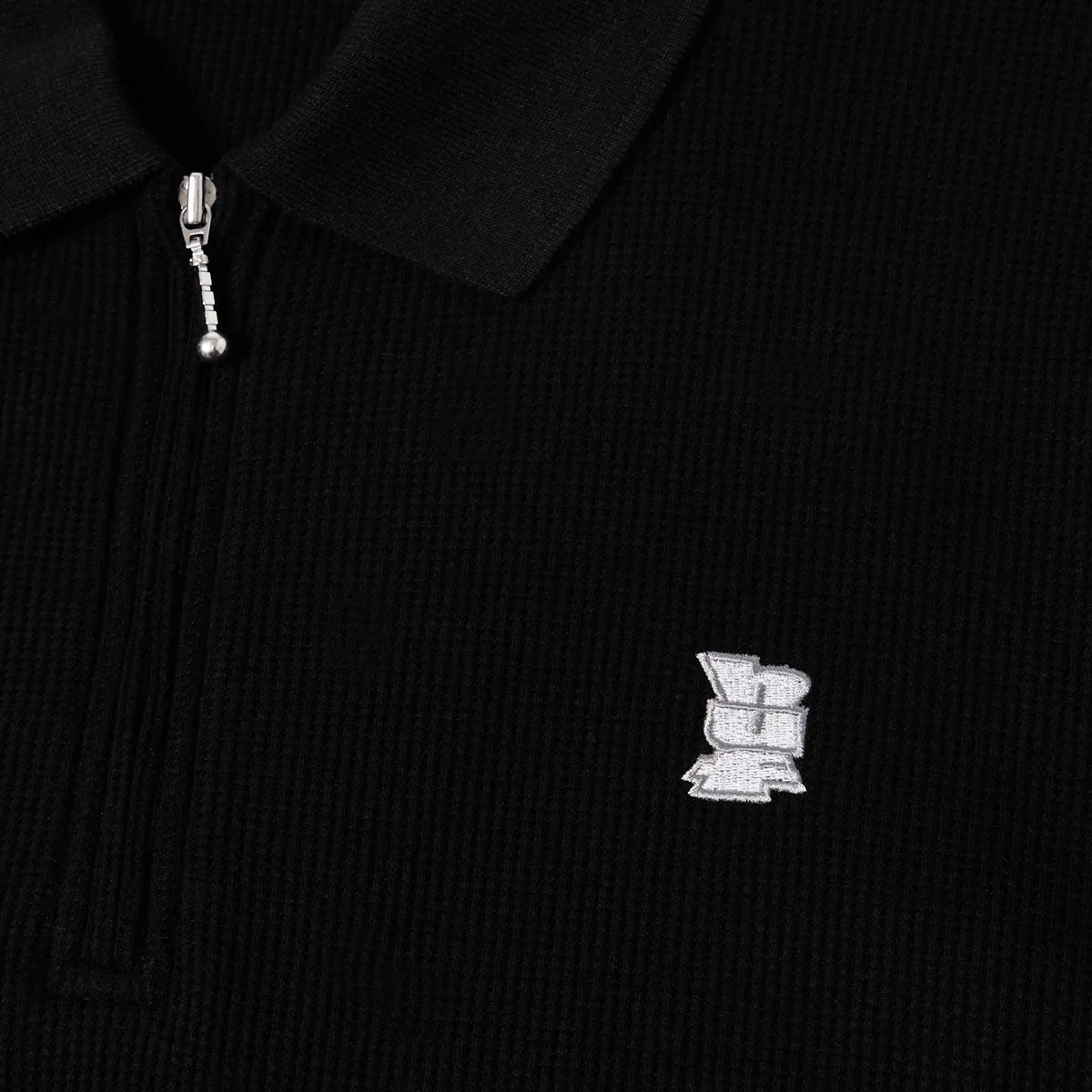 HUF Waffle Knit Contrast Polo Shirt - Black Performance Fabric Contemporary Style