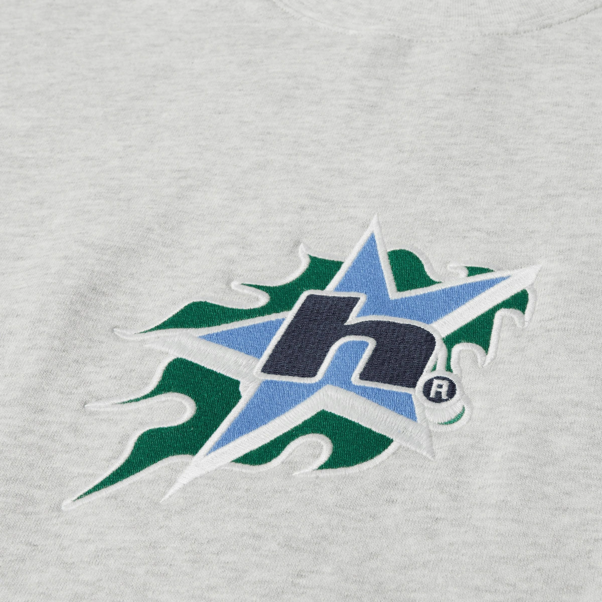 HUF H Bit Crewneck Sweatshirt - Ash work environment Contrast Stitching Accents