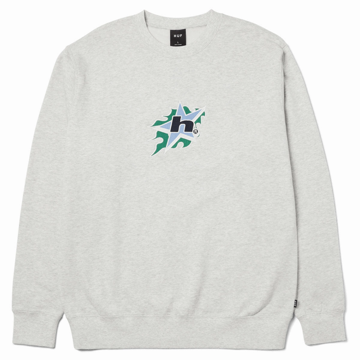 Photography Ready Water-resistant HUF H Bit Crewneck Sweatshirt - Ash