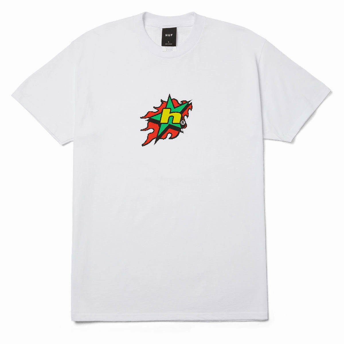 HUF H Bit T-Shirt - White Modern Design Subtle Embroidery